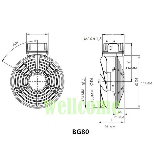 Wistro series fan FLAI BG80 P15.51.0430 IP66 230V Waterproof Motor Cooling fan / - Picture 2 of 4
