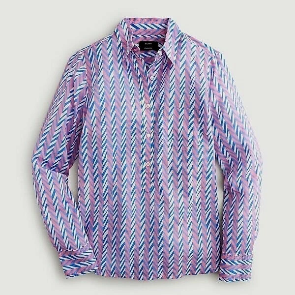 Chemisier Popover J.Crew - Bleu Et Blanc, Taille M - Occasion Très Bon état - Style Décontracté Chic