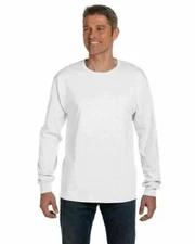 Hanes Men's Long-Sleeve Pocket T-Shirt Tee S-3XL 5596