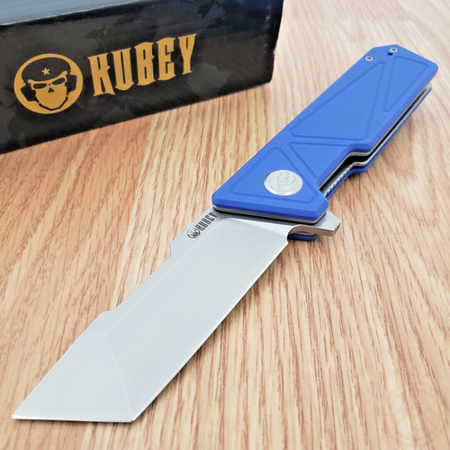Kubey Avenger Linerlock Folding Knife 3.07" D2 Tool Steel Blade Blue G10 Handle