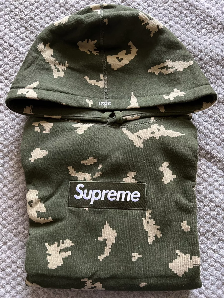 Medium - Supreme Box Logo Hooded Sweatshirt (FW21) Olive Russian