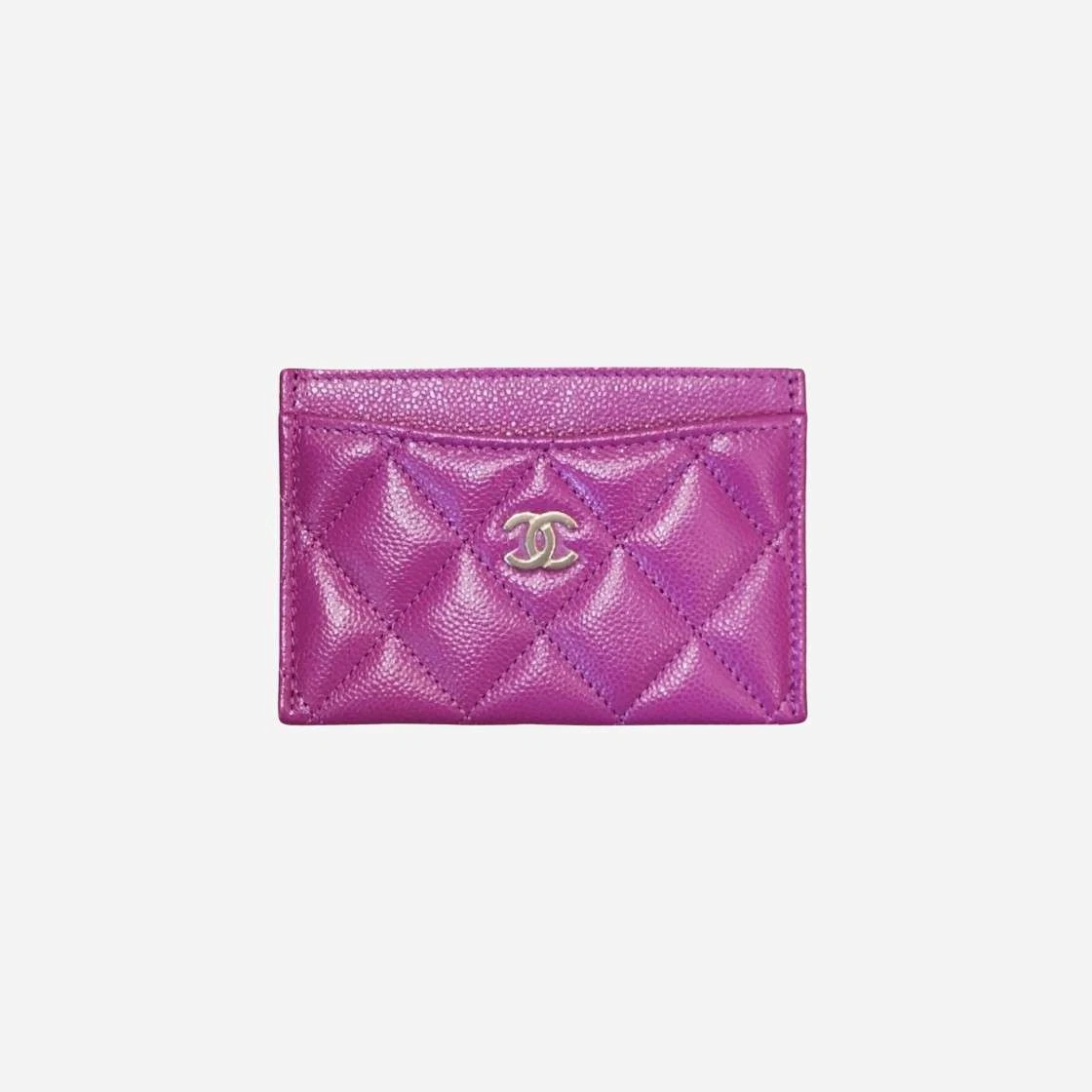 Chanel classic card holder purple hot sale
