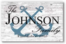 Custom Lake or Beach House Sign – Personalized Anchor Design with Family Name &