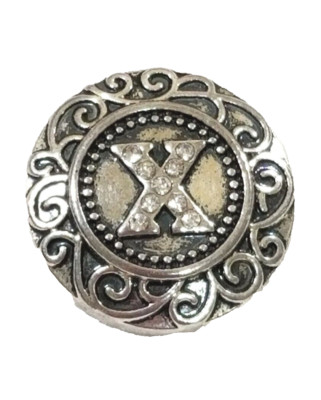 LETTER X RHINESTONES 18mm/20mm GINGER SNAP BUTTON POPPER INTERCHANGEABLE JEWELRY
