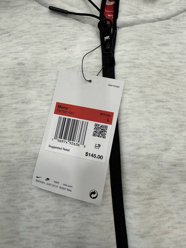 Nike Tech Fleece Full Zip Hoodie Men's Size Large Gray Windrunner FB7921-051 NEW - Picture 5 of 5