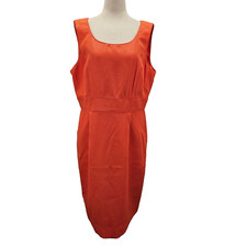 Tahari Arthur S. Levine Sheath Dress Womens Size 14 Sleeveless Melon Orange EUC