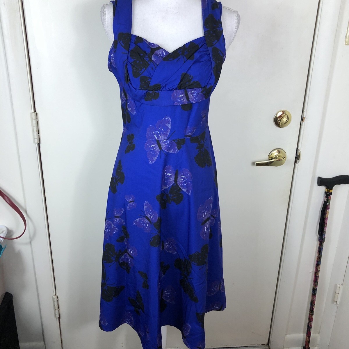 Ruiyige women's 50's inspired dress butterfly Print sweetheart neckline Sz  M | eBay