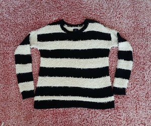 women's black and white striped sweater