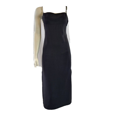 HAIGHT - Paula Dress - black side slit twill dress - small