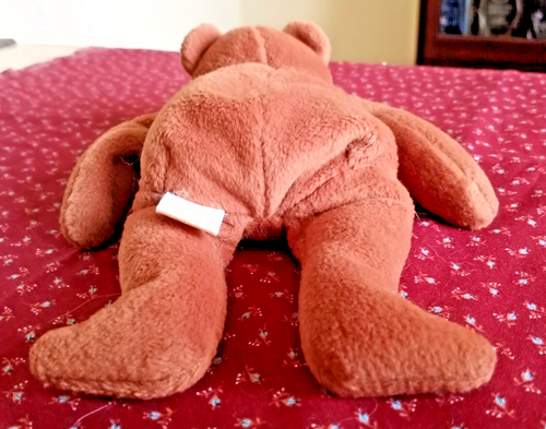 Vintage Ty Beanie Babies 1993 Teddy Bear w/PVC Pellets Cranberry Ribbon - Picture 8 of 10