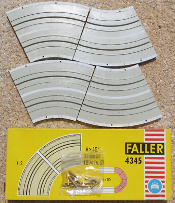 Faller AMS 4345 -- 4 x Kurve 45 Grad in OVP, 60er Jahre Spielzeug #310520(MA203)
