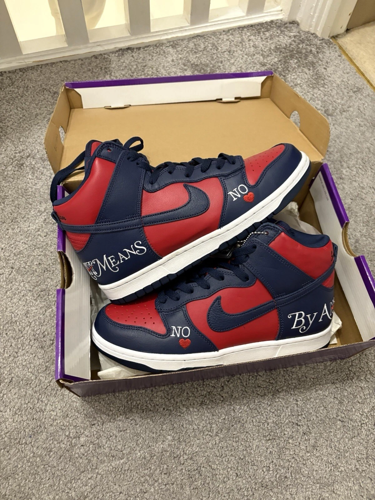 Nike Supreme Dunk High SB By Any Means rouge marine   DN3741 600 Og All Uk7,5