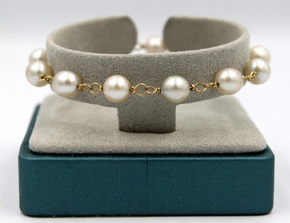 14K Pearl Station Bracelet - 7 in - Image 4 of 4