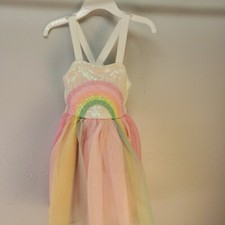 Vestido de fiesta rosa y violeta marca lentejuelas arco iris rosa talla 2 nuevo
