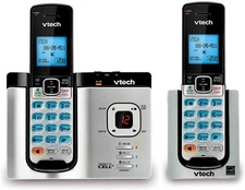 VTech DS6621-2 Cordless Phone with Answering System Two Handsets, Silver / Black
