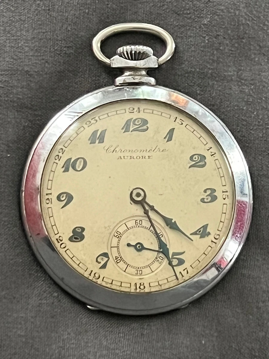 ANCIENNE GROSSE MONTRE gousset régulateur Acier bronze cadran