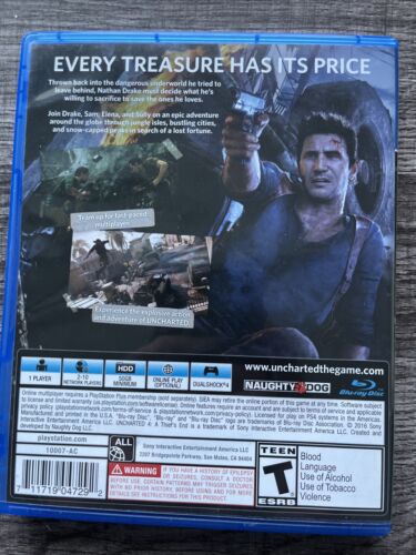 Uncharted 4: A Thief's End (Sony PlayStation 4, 2016) EUC Fast Shipping - Picture 2 of 4