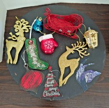 Lot Christmas Decorations, Ornament, Sparkle, Reindeer, Sleigh, Gift Tags, Craft