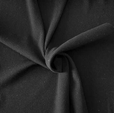 Black Thermal Knit Waffle Weave Fabric by Yard Cotton Spandex Blend 250GSM 6/24