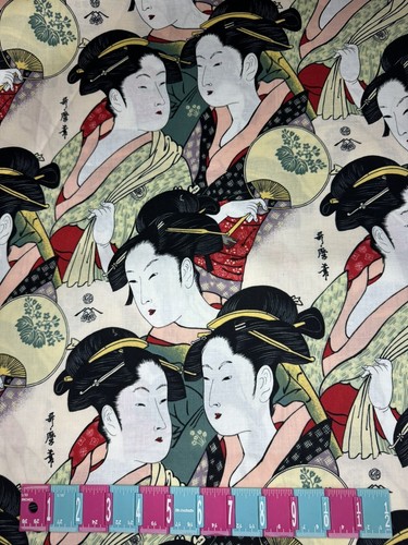 Alexander Henry Fabric Large Scale Japanese Geisha Oriental Asian Women Yard - Picture 2 of 3