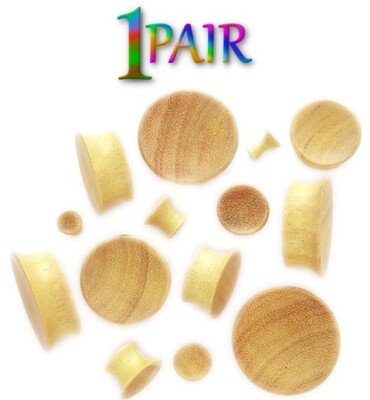Pair 8g-30mm MAYAN JACKFRUIT WOOD PLUGS Double Flare Gauges Tunnels Organic 1358