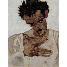 Egon Schiele Self Portrait With Lowered Head Old Master Painting Framed Print