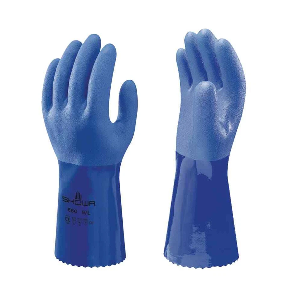 Showa 660 Chemical Protection Gloves Pair Waterproof Grip PPE EN374 EN388