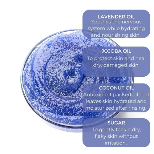 Amira Beauty Lavender Body Sugar Scrub Exfoliating Hydrating Softens Skin 14OZ - Picture 2 of 8