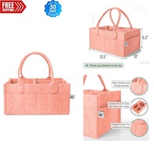Chic Coral Baby Diaper Caddy Organizer with 6 Compartments - Portable Essential