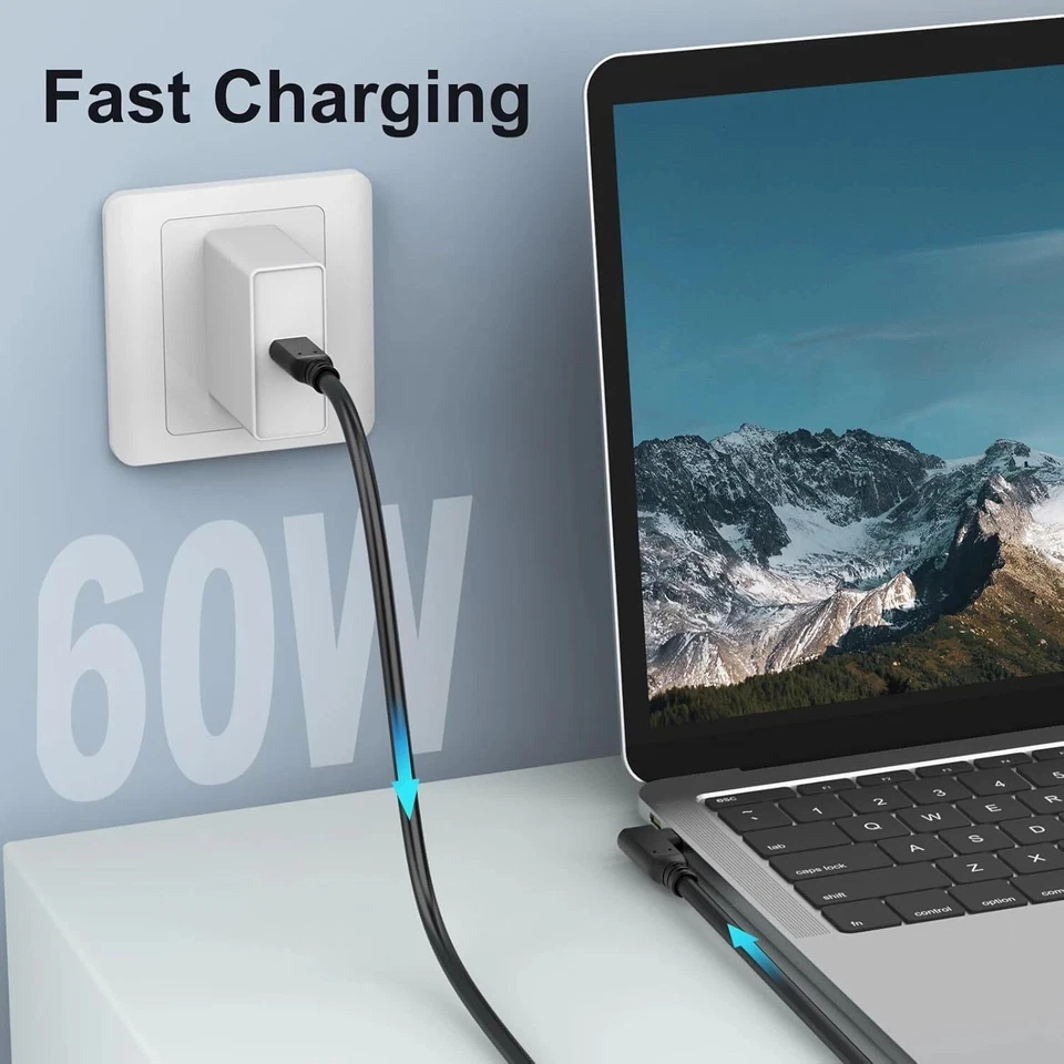 VCZHS 60W USB-C Right Angle Charging Cable 15ft Nylon for iPhone MacBook - Image 3 of 4