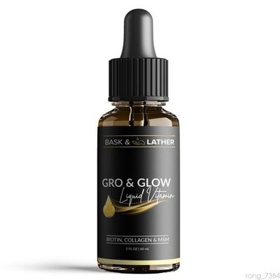 Gro & Glow Liquid Vitamin Supplement | Bask & Lather 2 fl oz (60 mL) Bottle
