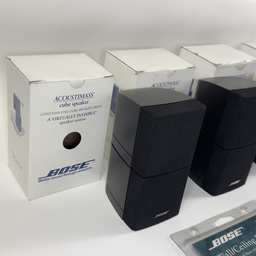 5 (Five) Bose Double Cube Speakers Lifestyle Acoustimass Black + 3 Mounting Kits - Picture 8 of 13
