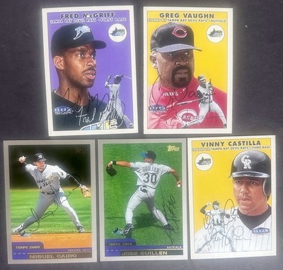 Tampa Bay Rays Signed Cards lot of 5 Fred McGriff Greg Vaughn Vinny Castillo