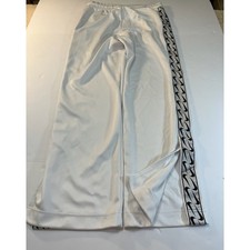 Nike Wide Leg Track Pants Womens M White Swoosh Tape Y2K Retro Streetwear Gym