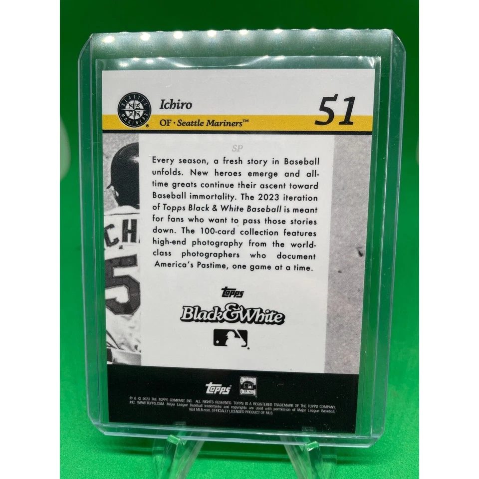 2023 Topps Black & White Baseball Ichiro Image Variation SP #51 Seattle Mariners - Image 2 of 2