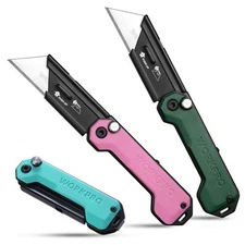WORKPRO 3-Pack Folding Utility Knife Compact EDC Box Cutter with G10 Handle USA