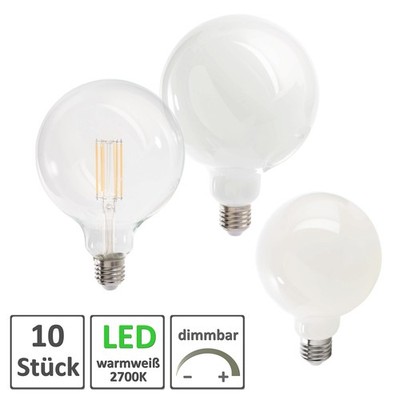10Stk E27 Filament LED Leuchtmittel DIMMBAR Glüh-Birne Deko Lampe WARMWEIß Retro