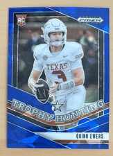 2025 Panini Prizm Draft Picks Quinn Ewers Blue Ice Prizm Trophy Hunting 073/149