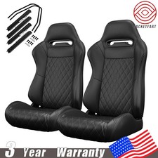 For Suzuki 2pcs Reclinable Racing Seats Carbon Look Leather Leftright Sliders
