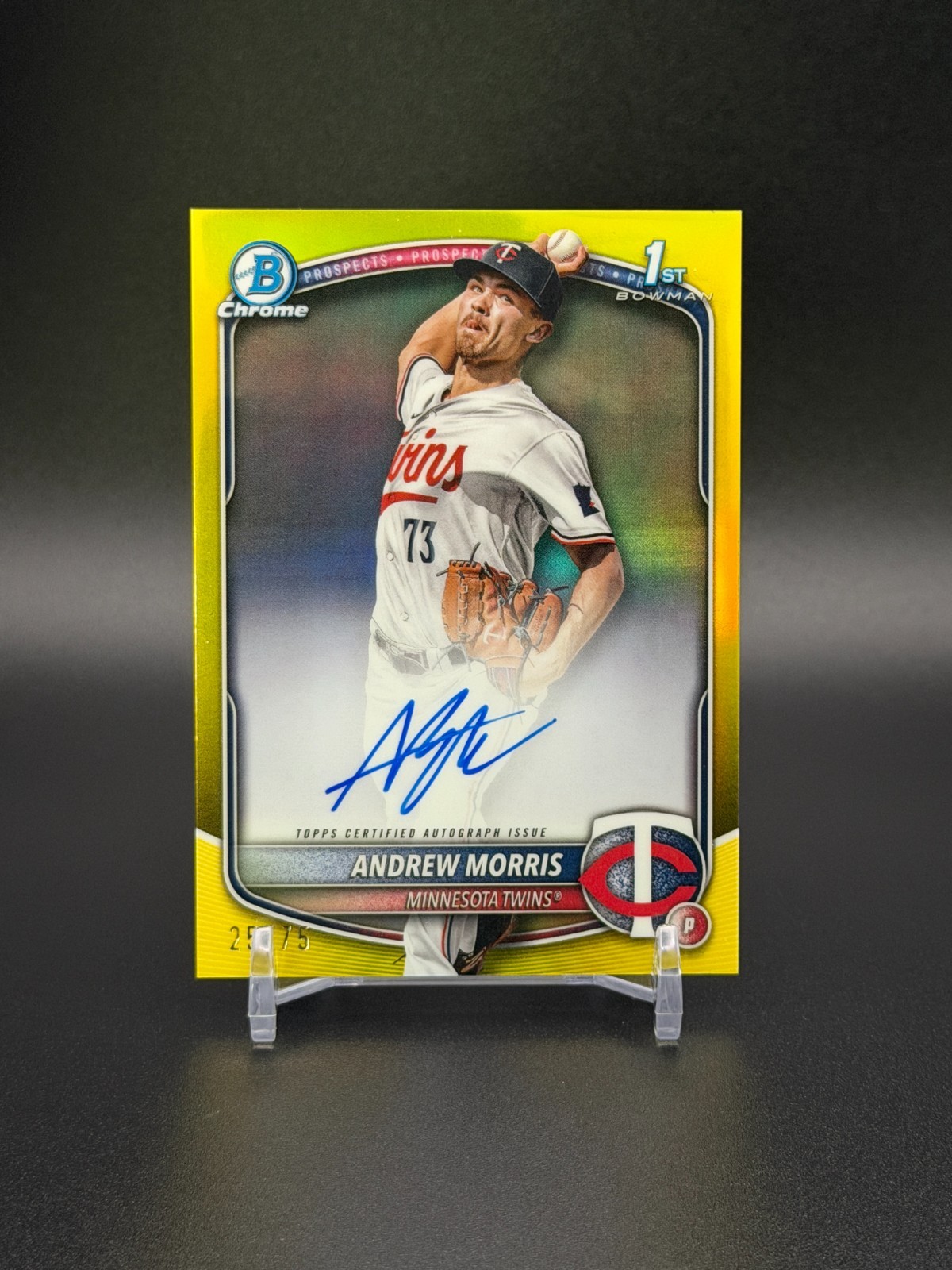 2025 1st Bowman Chrome ANDREW MORRIS Yellow Auto #/75 | TWINS