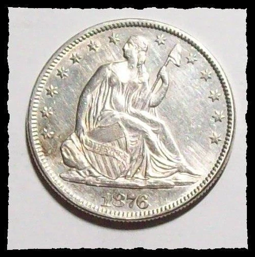 1876-P   SEATED LIBERTY HALF DOLLAR  Dipped AU  #18D42 .900 SILVER COIN