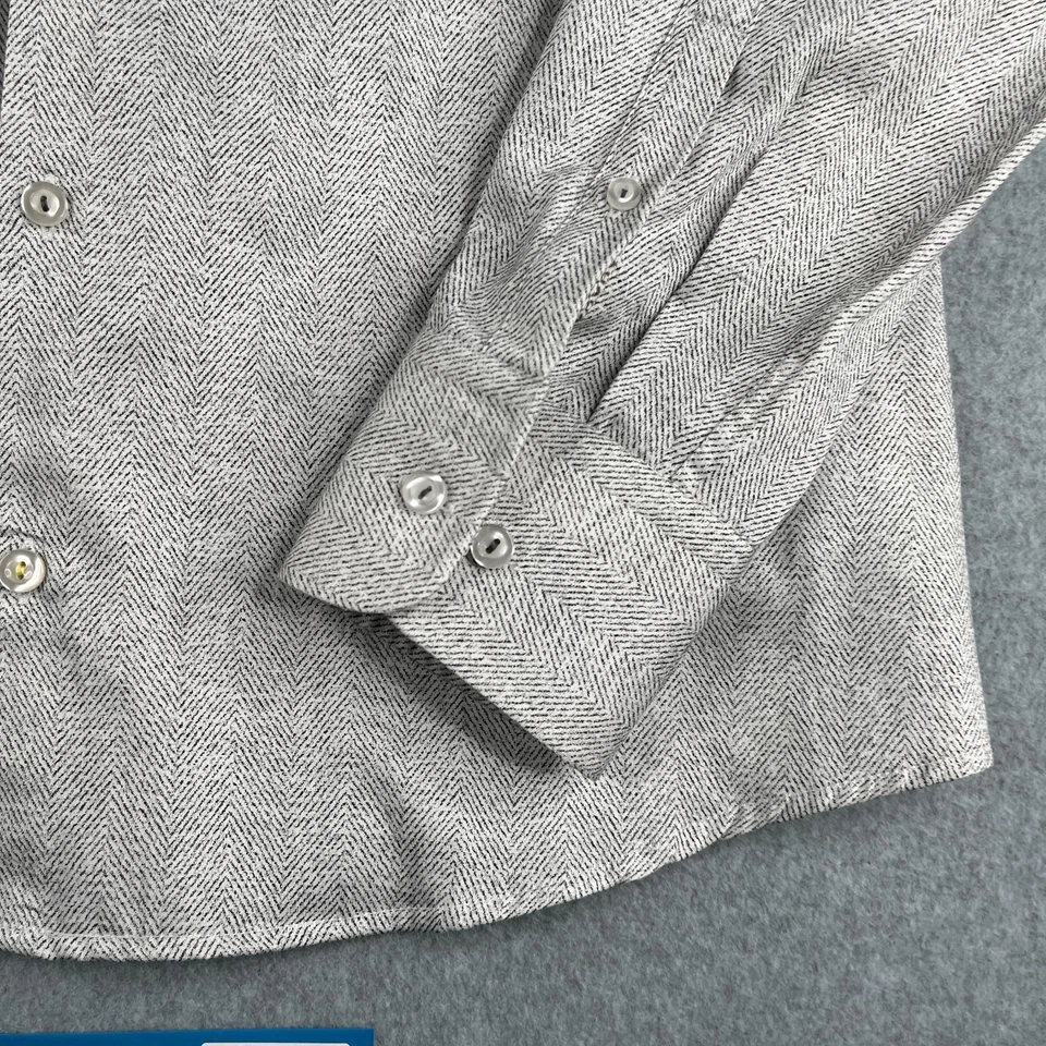 Stone Rose Shirt Size 5 Herringbone Pattern Flip Cuff Button Up Long Sleeve Mens - Image 2 of 4