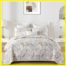 Paisley Quilt Set King Size,3 Pieces Boho Quilt Bedspread, Soft and Lightweig...