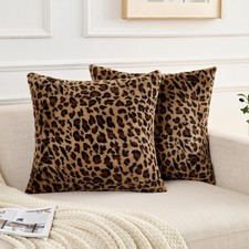 Cheetah Pillow Covers Leopard Throw Pillow Covers Set of 2, 18x18  Faux Fur