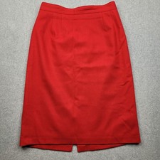 Sag Harbor Pencil Skirt Womens 12 Red 100 Wool Lined Knee Length Slit Vintage