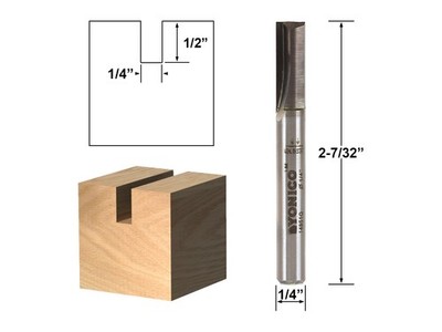 1/4'' Diameter Carbide Insert Straight Router Bit - 1/4'' Shank - Yonico 14951q