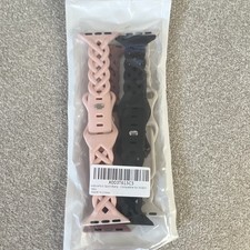 Braided Silicone Sport Watch Strap Set, Universal Fit - Pink Black White Mauve