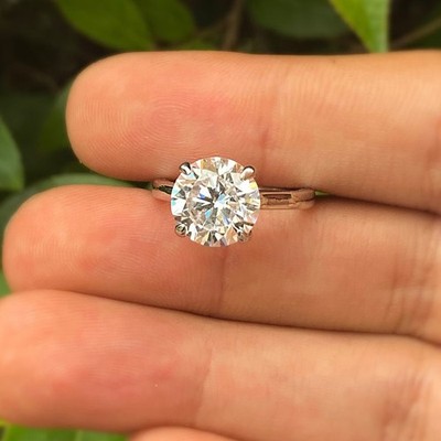 Rundschliff Diamantring für Hochzeit 14 K Weißgold Lab Created 2 Kt IGI E F VVS