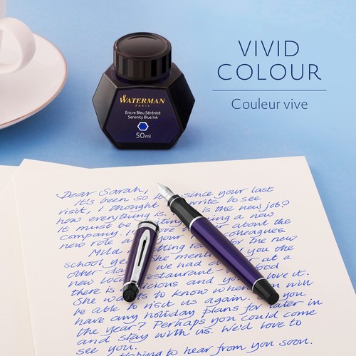 50ml Serenity Blue Fountain Pen Ink Glass Bottle Bold Smooth Flow Reffillable US - Picture 4 of 8