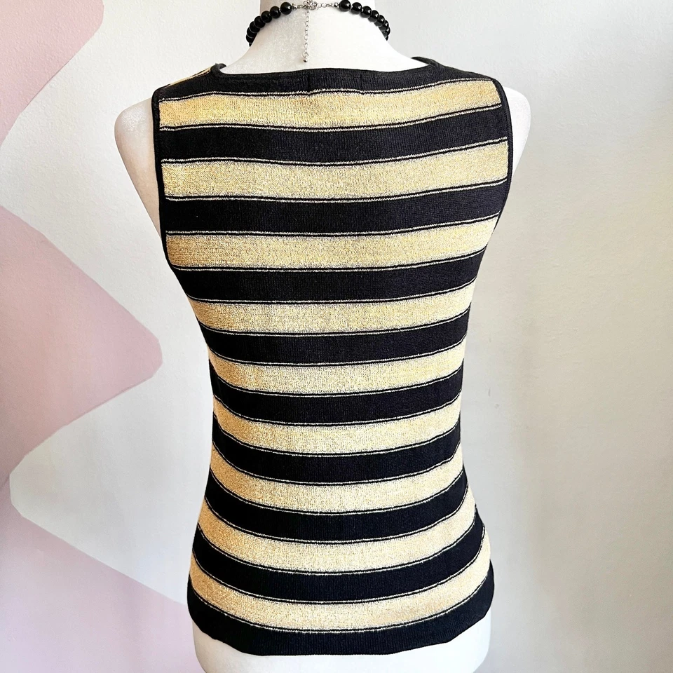 Camiseta sin mangas vintage a rayas cuello cuadrado Y2K indie sleaze retro preppy mediana Foto 3 de 4